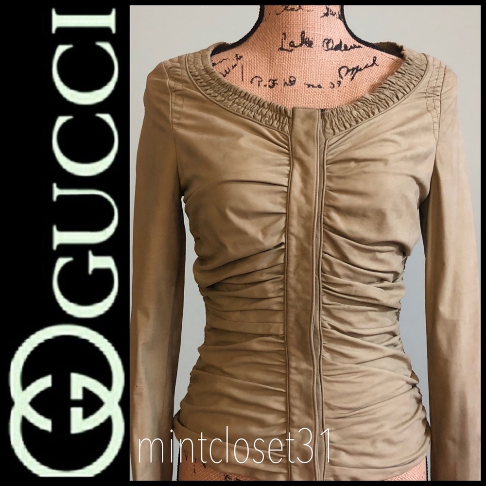 Gucci Italy Leather Blazer Top